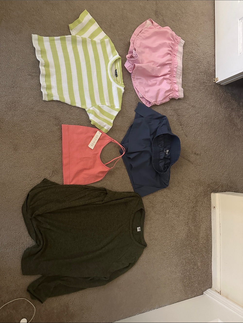 Mixed Women's Tops/shorts Lot - Green Striped, Pink, Coral, Navy, Olive